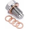 M12x1.5 Magnetic Oil Drain Plug, Oil Pan Drain Nut Bolt with Copper Crush Washer, Stainless Steel Engine Oil Drain Plug Replacement, Fits Most Cars