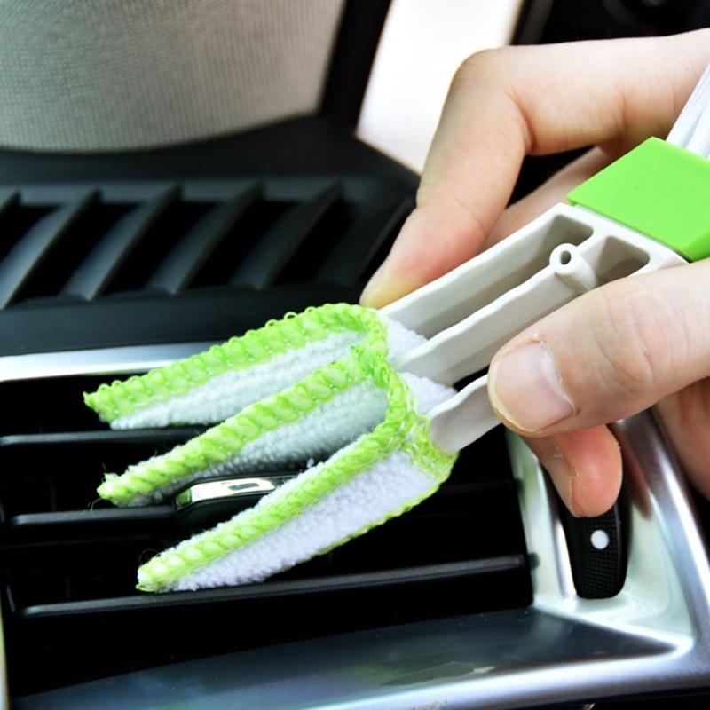 Double Ended Microfiber Vent Duster Cleaning Brush Automotive Air Conditioner Duster for Car Air Outlets Dust Collector