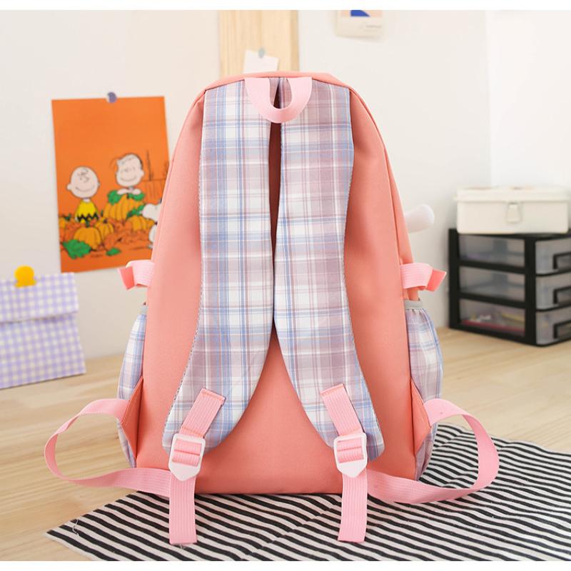 4pcs Elementary School Ultra Light Checkered BackpackWomen's Four Piece Oxford Wear-resistant SetHigh Capacity Backpacks for Middle School Students