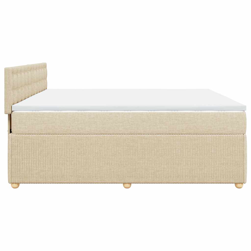 Box Spring Bed with Mattress Cream 180 x 200 cm Fabric