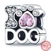 925 Sterling copper Cute Animals Dog Paw Print Pendant Love Heart Beads Fit Original Pantaro Charms Bracelet DIY Zircon Making