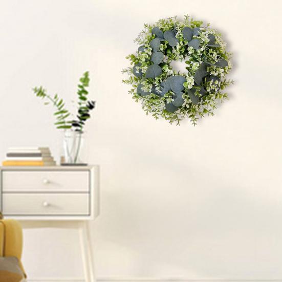 Eucalyptus Leaf Wreath UV-Resistant Silk Leaves Greenery Garland Front Door Artificial Wreath Christmas Decor
