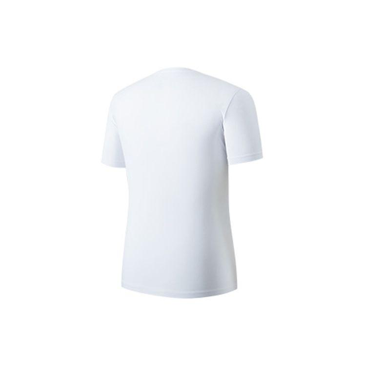 Anta Letter Print Knitted Sports Straight T-Shirt Men Tops White 75120103-1
