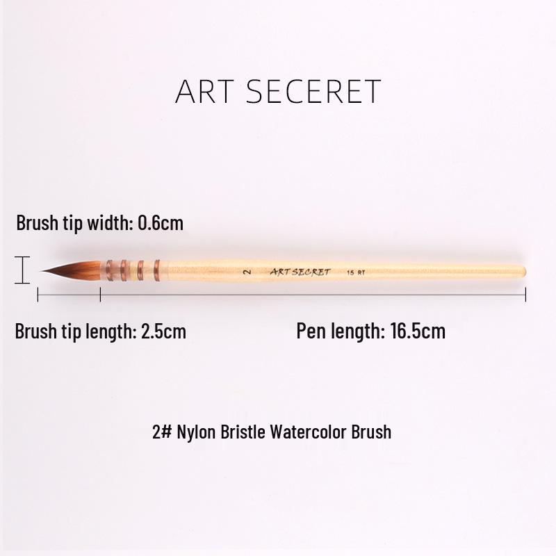 Korean ArtSecret Academy Grade Red Wood Handle Nylon Watercolor Brush 15RT