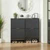 120 x 24 cm Shoe Cabinet with Grooved Front – Height-Adjustable with Anti-Tip Device and Decorative Table for the Hallway, in Black