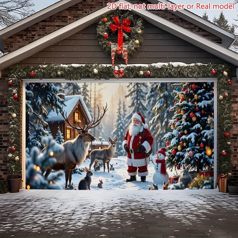 2D flat printing party banner, 1 piece per pack, Santa Claus, reindeer, snowman, Christmas tree scenezyc