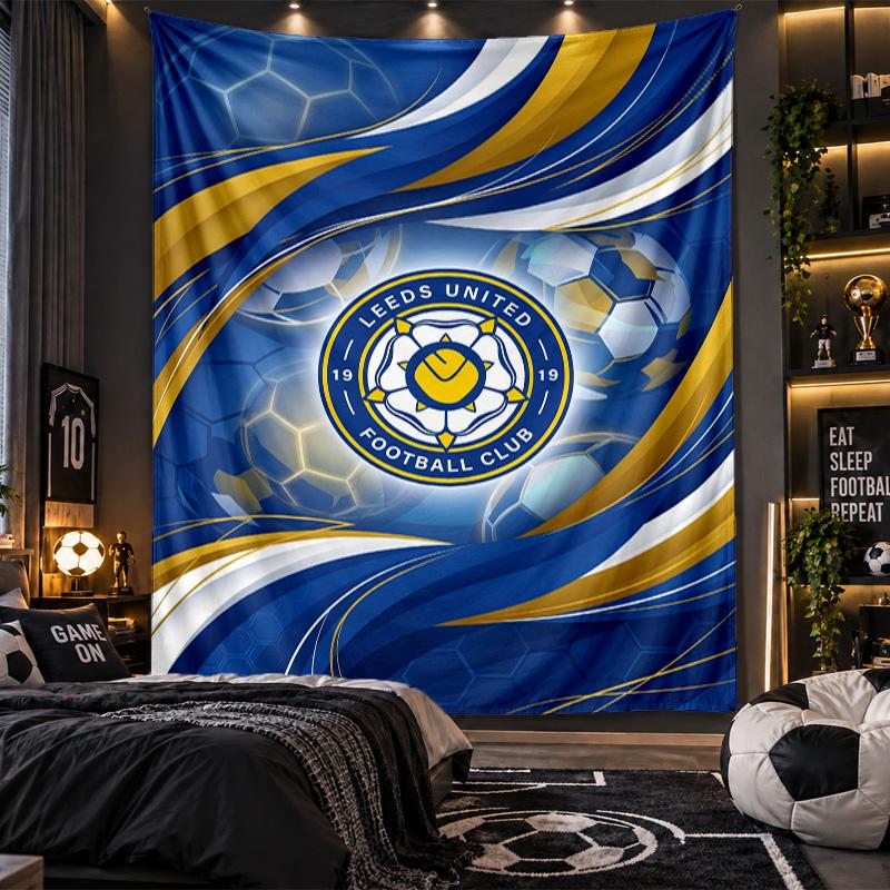 Arazzo da Appendere a Parete Stampa Calcio Leeds United Tessuto per Soggiorno Camera da Letto Decorazione Casa