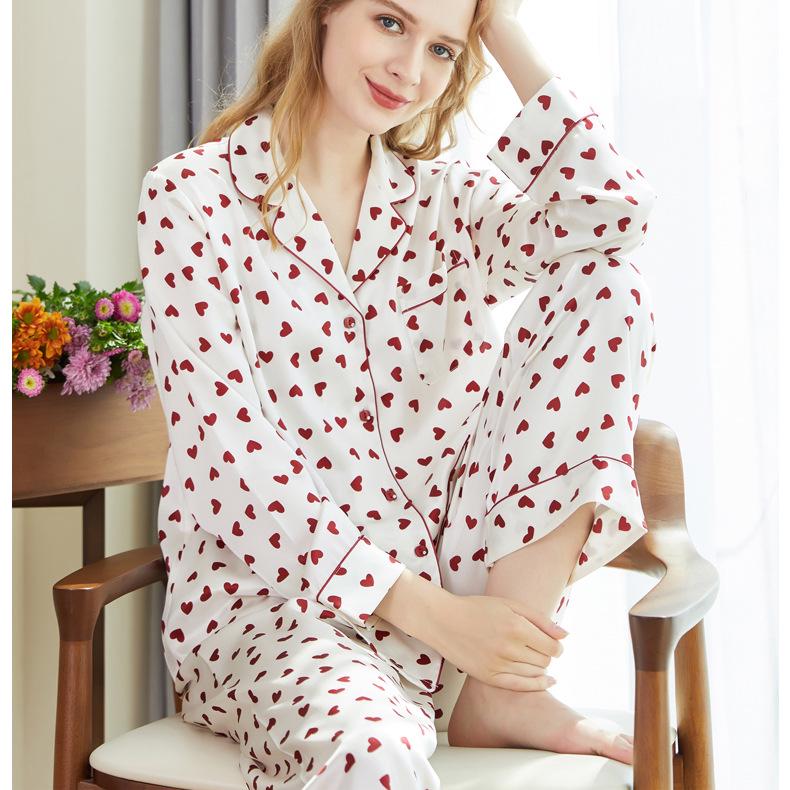 New Style 19 Momme Heavyweight Silk Pajama Set for Women - Long Sleeve Mulberry Silk Homewear Set M