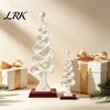 Durable Resin Tabletop Statues Abstract Christmas Tree Figurine, Artistic Spiral Sculpture, Modern Xmas Bookshelf Display Statue for Office Desk Shelf