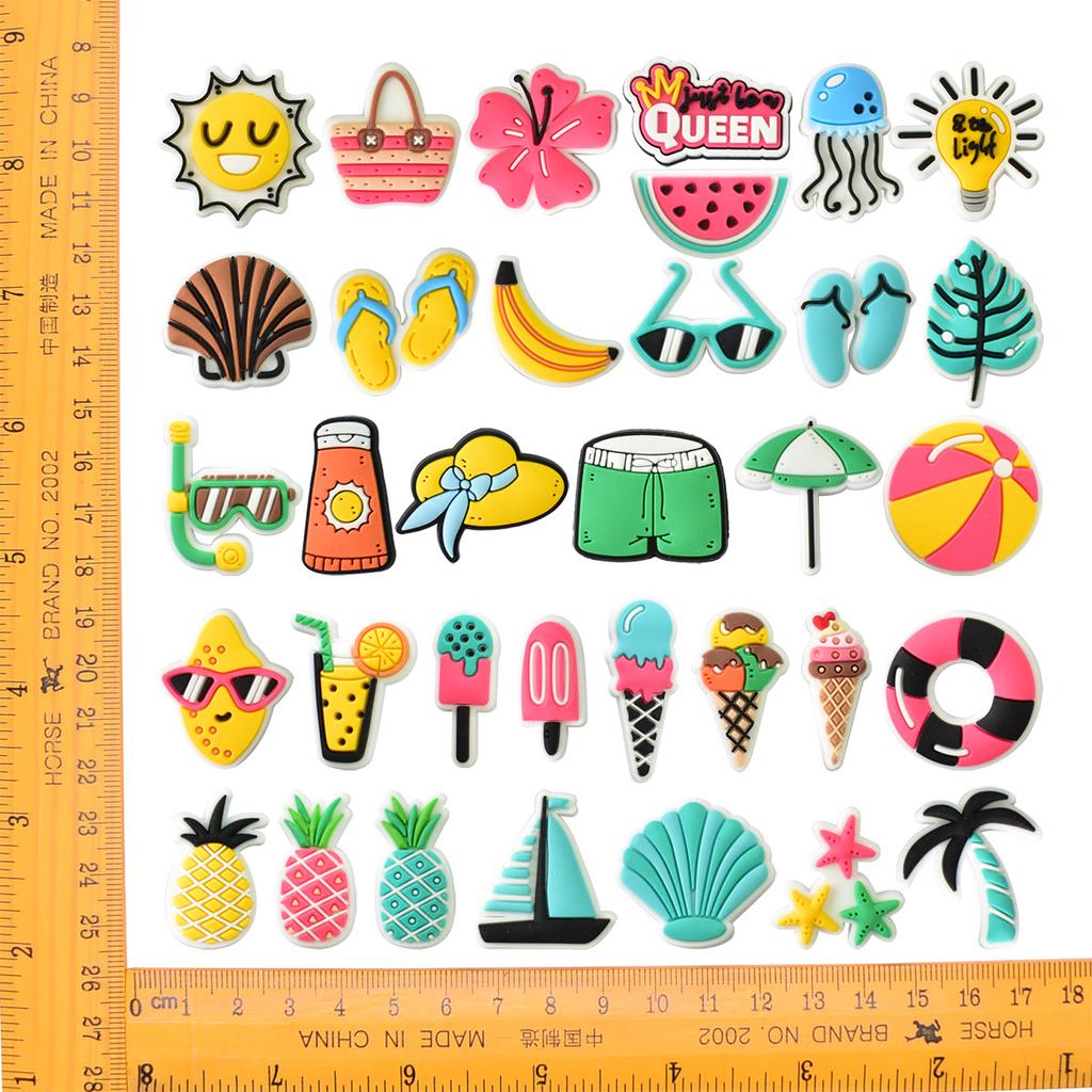 33pcs lot summer lovely shoe charms buckles hat watermelon accessories decoration for bracelet bag sandals kids outdoor gift