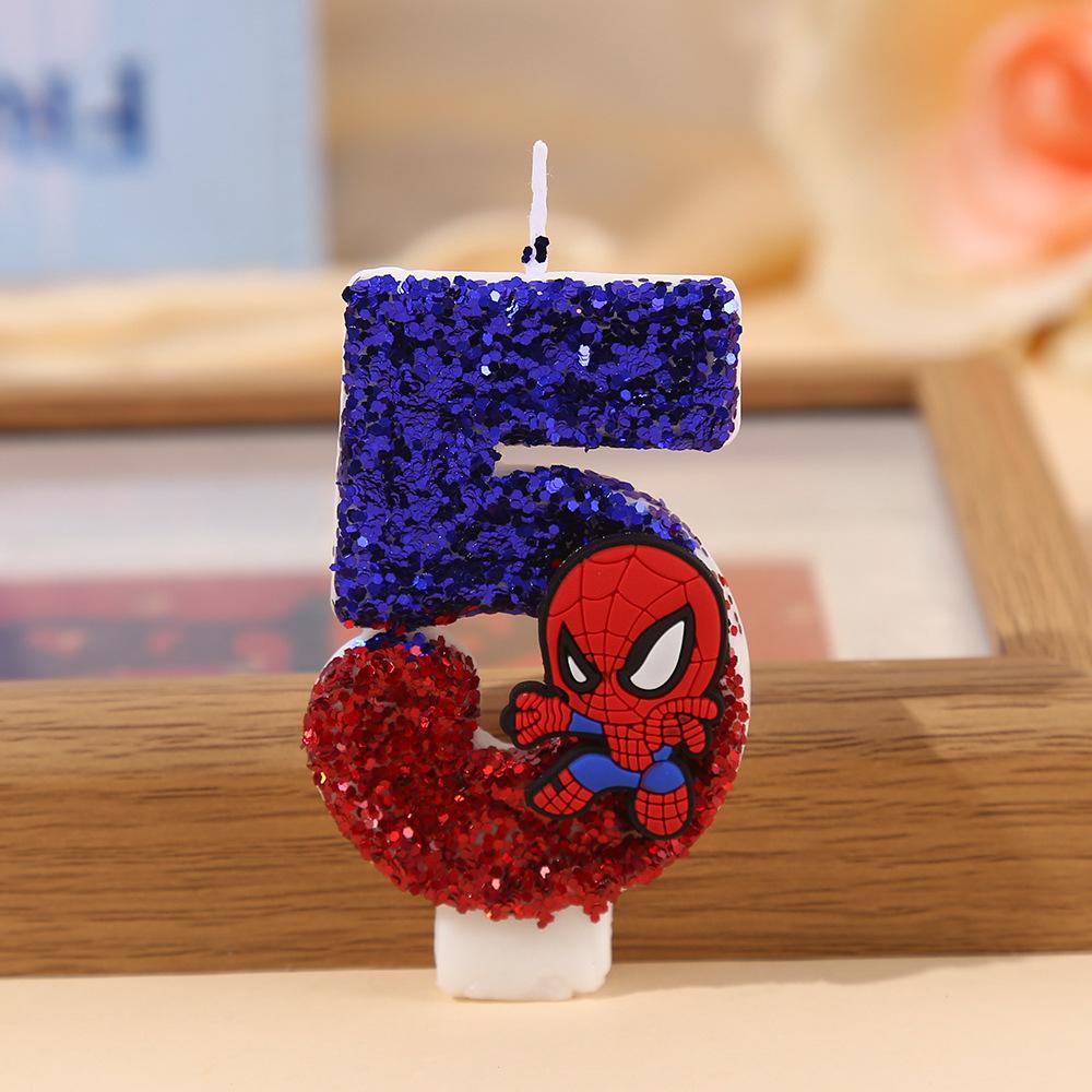 Spider-Man Original Fun Figure Candles Superhero Spiderman 0-9 Candles Cupcake Toppers Cake Decoration For Kids Boy Party Favors
