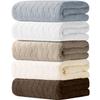 Toalhas de Banho Fofas 5 Microfibra Grandes Espessas Absorção Instantânea Toque Macio Duráveis Pós-Banho Acessórios de Banho Branco Creme Café Escuro [Cozyone 5 Peças