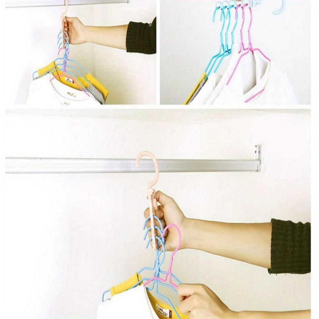 5-hole Hanger with Handle for Space-saving Magic Hooks Closet Organizer for Space Saving