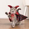 1 Set Gothic Devil Pet Clothes, Adjustable Devil Horn Headband Bat Print Cloak, Halloween Dog Devil Costume Set for Cats Dogs Party Outfit Cosplay