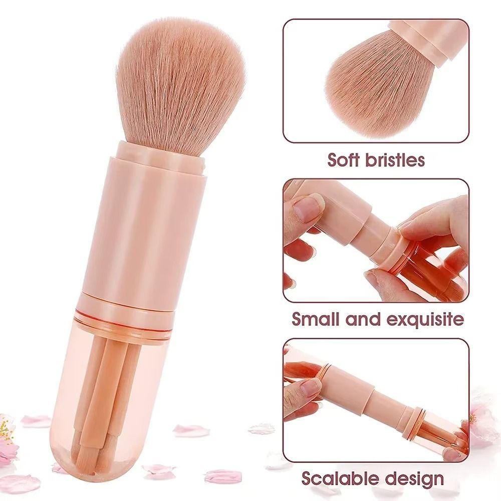 4-in-1 Makeup Brush Retractable Blending Powder Brush Multi-functional Cosmetic Brush  Travel