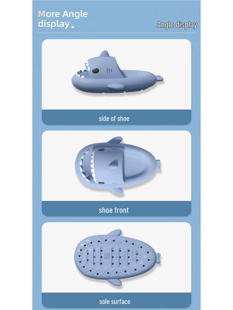 Shark II Cartoon Thick-Soled Non-Slip Summer Slippers for Kids & Babies