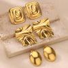 Bright Oval Egg Stainless Steel Earring for Women French Style Gold Color Stud Earring Wedding Anti Fading Jewelry Accessories
