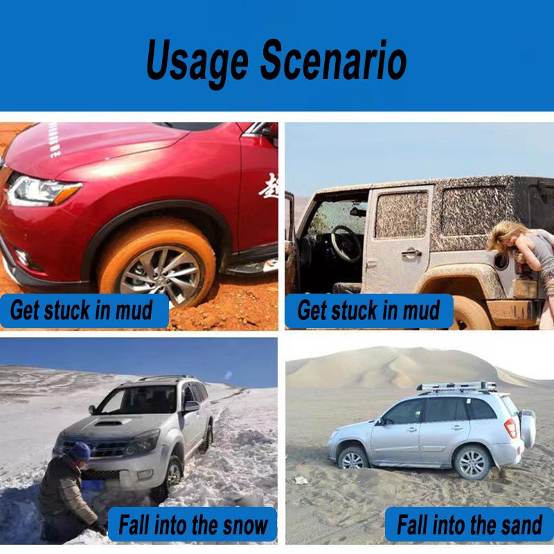 2PCS Portable Foldable Car Escape Mat Non-Slip Pad Fit All-Weather Auto Traction Mat Tire Grip Aid Ideal for Snow Ice Mud