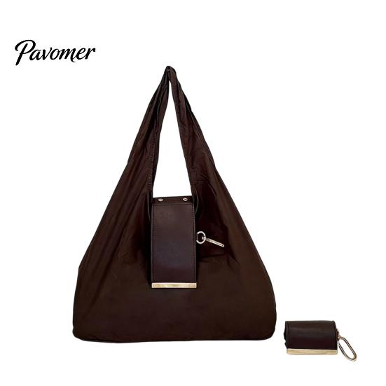 Foldable Travel Organizer Shoulder Bag for Women, Durable PU And Nylon Large Capacity Tote Handbag Bag, Lightweight Portable Shopping Daily Commuting