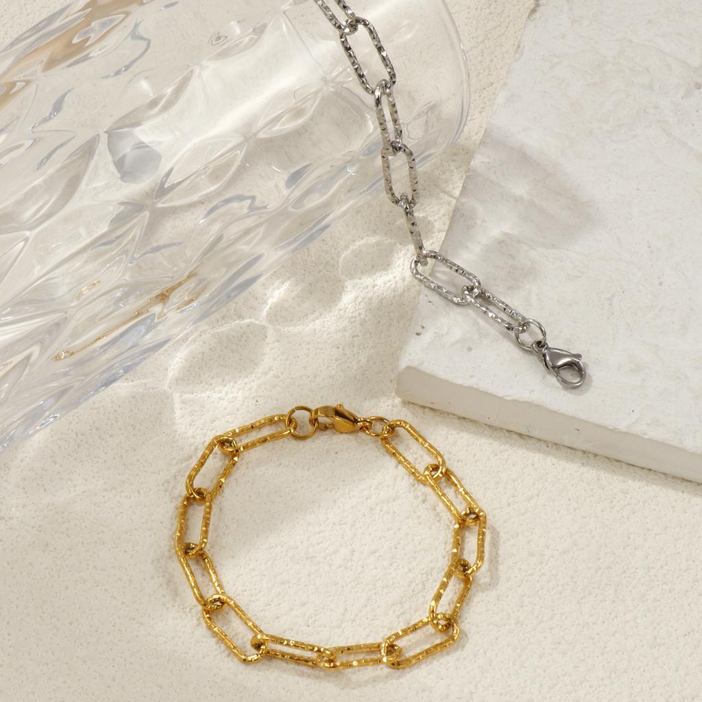 1 Piece Minimalist Stylish 304 Stainless Steel Paperclip Link Chain Bracelets For Women Men Party Gift 19cm(7.5") long