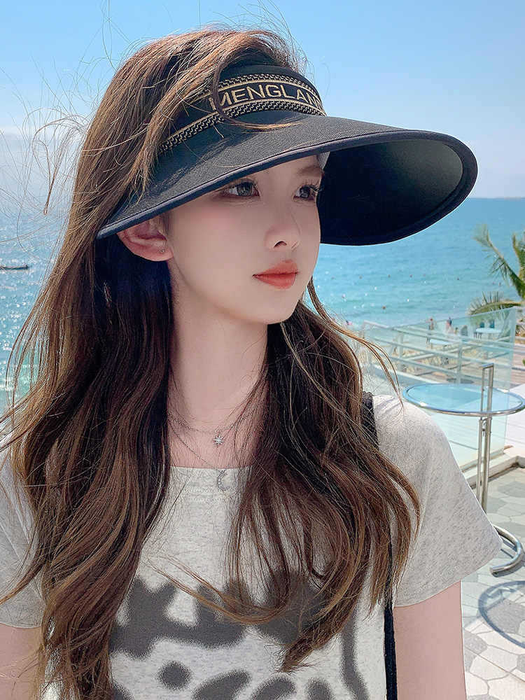 

Япония шляпа от солнца с УФ-защитой 2025 новая летняя шляпа от солнца с УФ-защитой для улицы плюс поля шляпа с открытым верхом M（56-58cm）