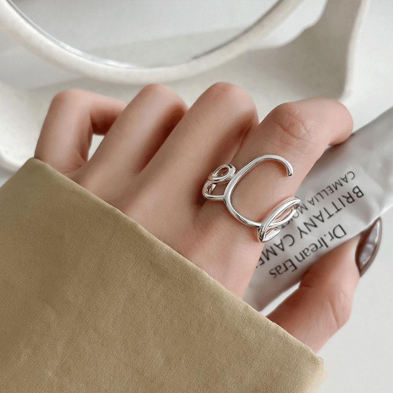 PANJBJ 925 Sterling Silver Texture Ring For Women Hollow Out Minimalism Vintage Jewelry Gift Dropshipping