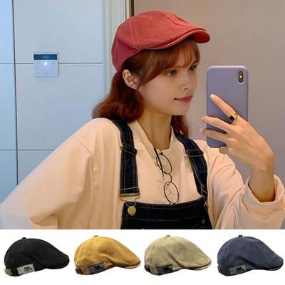 Unisex Advanced Hat Vintage Adjustable Newsboy Hat Short Brim Solid Color Hip Hop