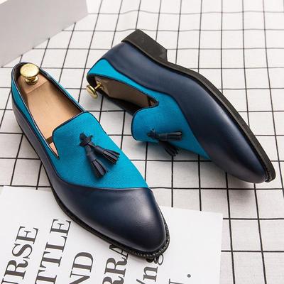Moda Patchwork Scarpe da Uomo Vestito Business Formale Blu Nero Casual Pelle Designer Festa Matrimonio Mocassini Oxford Scarpe da Uomo Ufficio Ballerine