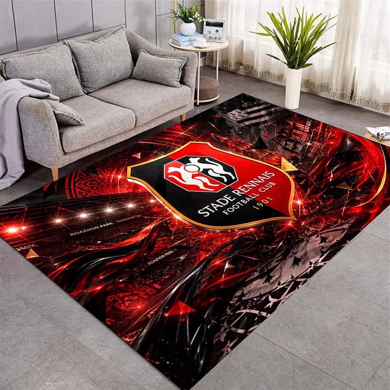 Football Club Badge Art Print Area Rug Non‑Slip Floor Mat Living Room Bedroom Fan Home Decor