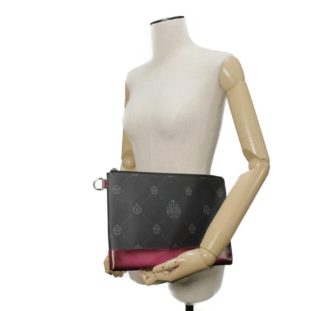 Used 11828 Nino GM 7931 New Logo Embossed Emblem Signature Rose Garden Pink Business Bag Crest Black Men's from Japan
