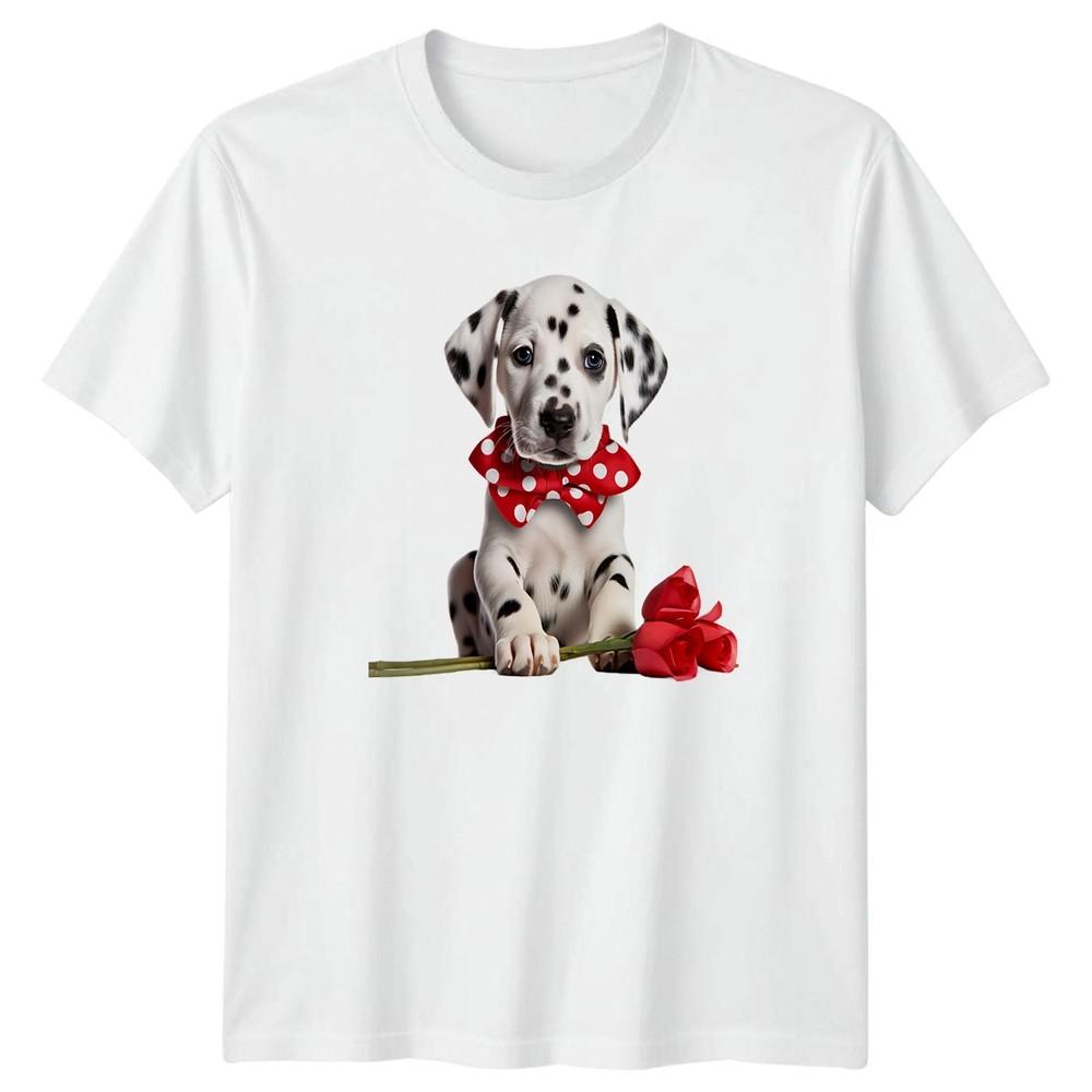 Dalmatian Puppy Roses Valentines Day Unisexs TShirt Unisexs Tee Graphic Unisex S