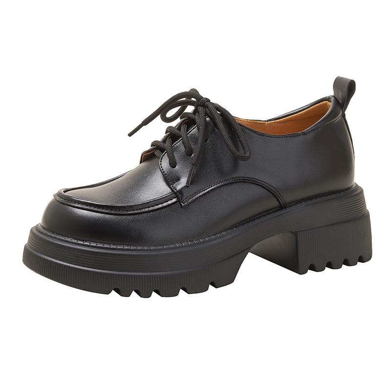 British Style 313233 Small Size Lace-up Small Leather Shoes Women's One-pedal Inner Heightening Loafers Women's 2025 Spring New Models