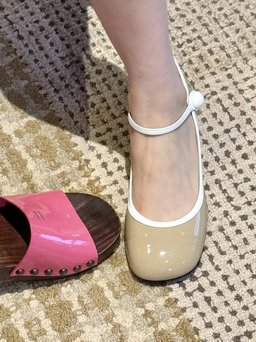 

Версия из коровьей кожи~ кожаные туфли-лодочки Мэри Джейн на толстом каблуке в стиле miu, женские французские туфли на высоком каблуке с одинарной пряжкой, маленькие кожаные туфли, женская обувь 40