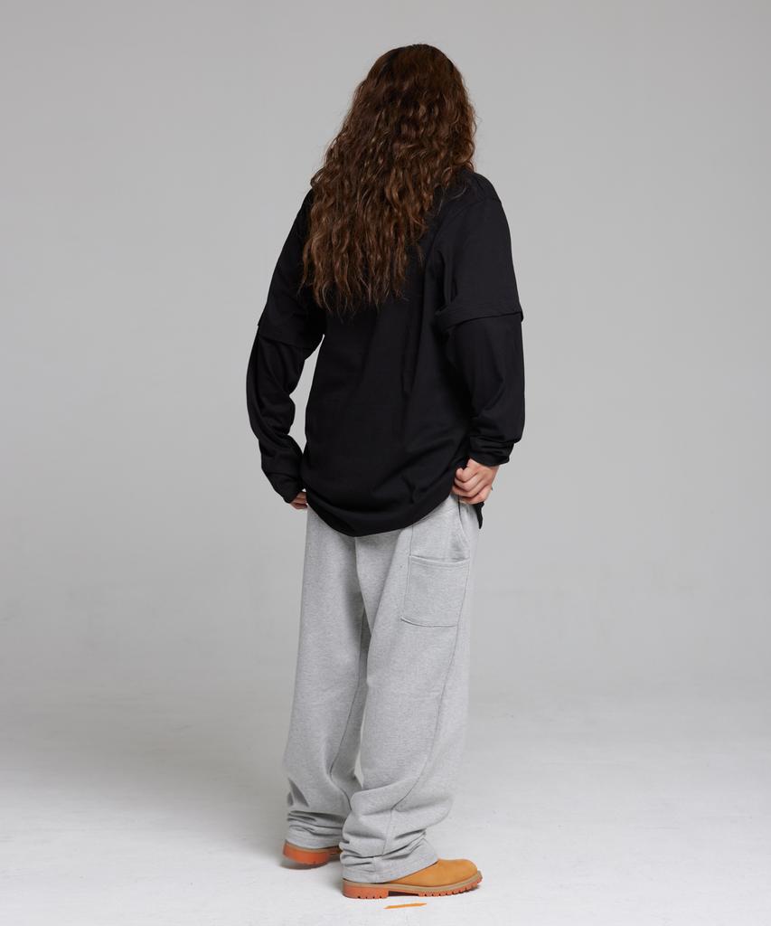 CREAM SODA LAB Authentic Logo Carpenter Bermuda Sweat Wide Pants Grey