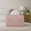 2D Flat 1pc Elegant Nature Botanical Tissue Box, Reusable And Washable, Pink Leaf Vine Texture Embossed Look Design for Dining Table, Kitchen, Bathroo