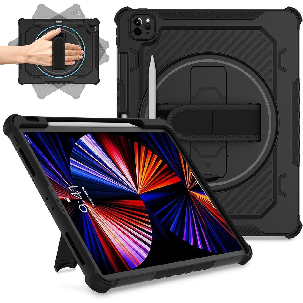Case for IPad Pro 12.9 Air 11 13 2024 360 Kickstand Hand Strap Pencil Holder Cover IPad A16 11th 10.9 7 8th 10.2 Mini 4567 Funda