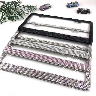 1PC Car License Plate Frame Shiny Crystal License Plate Frame American License Plate Stainless Steel License Plate Frame Car Accessories