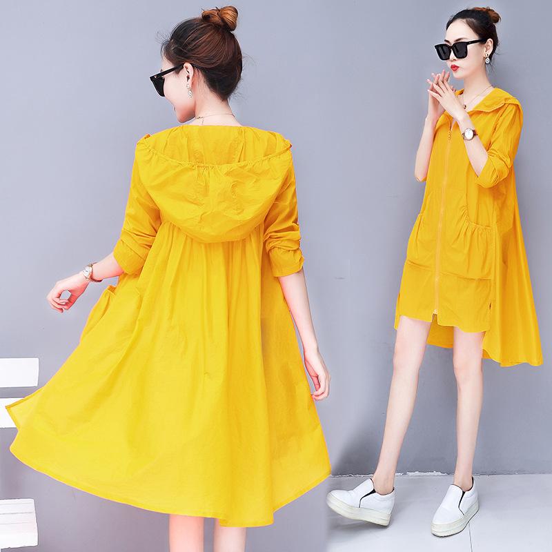 Women's Summer Thin Section of Seven Colours Short Section of Large Size Zip Hooded Long-sleeved Sun Shirt