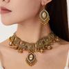 Vintage Dubai Indian Tassel Beads Pendant Jewelry Sets for Women Ethnic Crystal Necklace Earrings African Jewelry Set