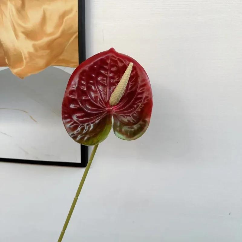 10Pc/lot 3D Printing Palm Artificial Flowers Wedding Hall Layout Home Decoration Fake Anthurium Flowers Party Flower Arrangement