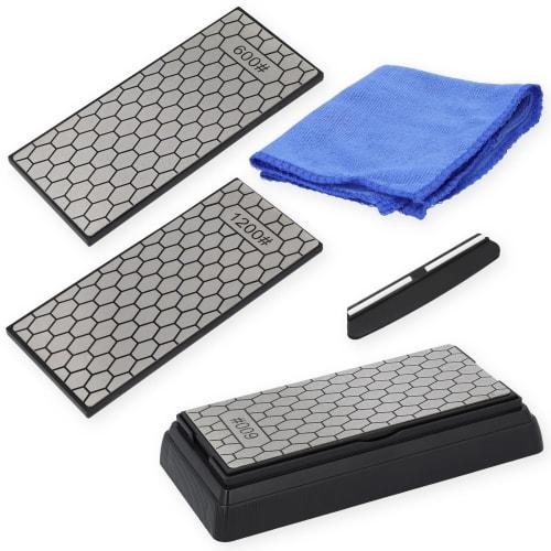Deepa Ribusu Diamond Whetstone, Double-Sided Diamond Whetstone for Knife Sharpening, with Whetstone Stand, Double-Sided, for Polishing, Medium Finishi