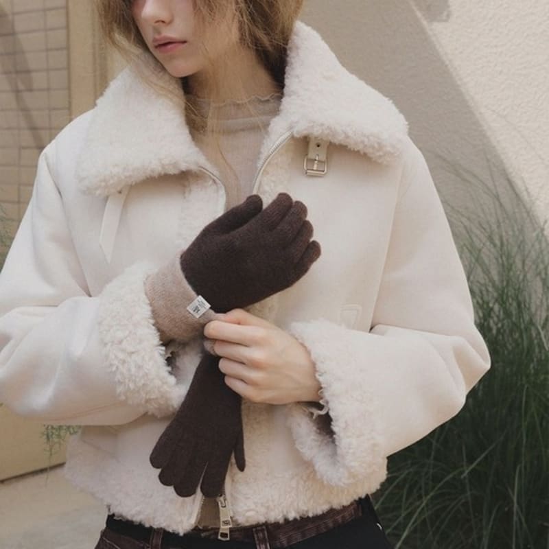 TWEE [TWEE] Carend Color Block Fingerless Gloves