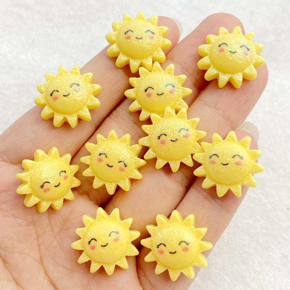 12PCS Resin Cute Cartoon Sunflower Figurines Flat Back Stone DIY Wedding Jewelry Decor Scrapbooks Accessories Crafts