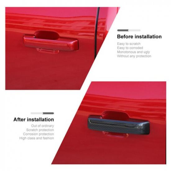 4pcs Exterior Door Handle Shell Decor COVER Trim For Ford F150 21+ Carbon Fiber