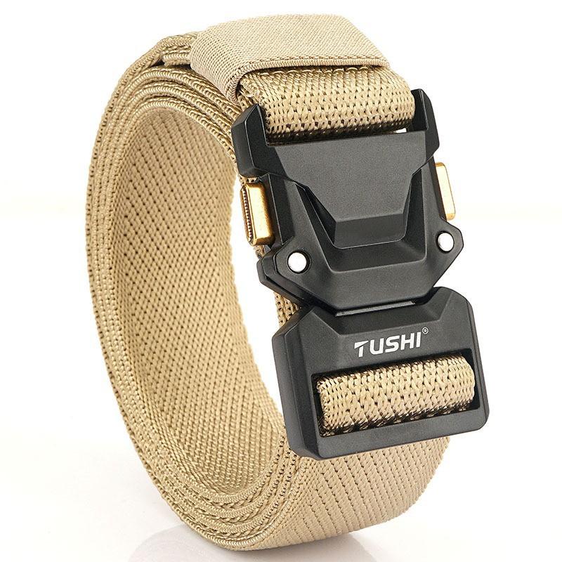 Quick-release Buckle Elastic Waist Belt Casual Tooling Outdoor Training Men s Pants 120cm хаки