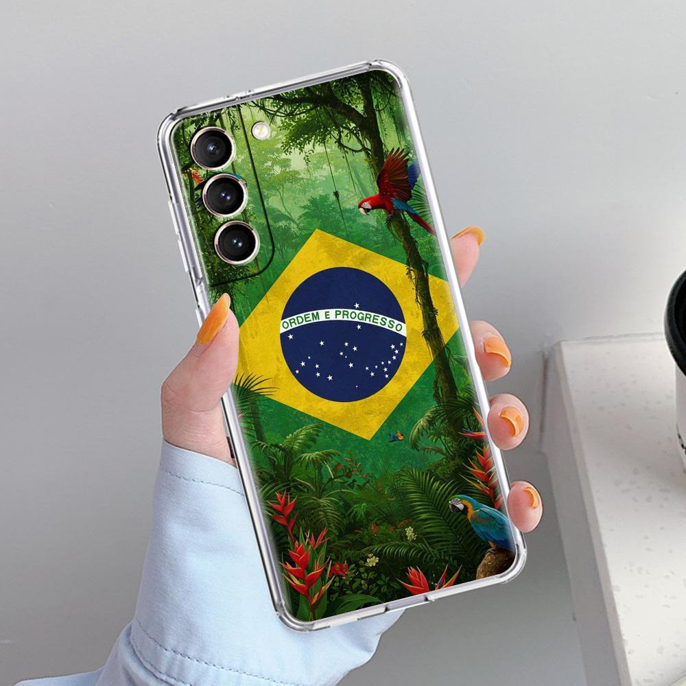 Etui Na Telefon Dla Samsung Galaxy S26 S25 S24 S23 S22 Ultra S20 S21 FE 5G Plus Miękkie Przezroczyste Pokrowiec Duża Flaga Brazylii