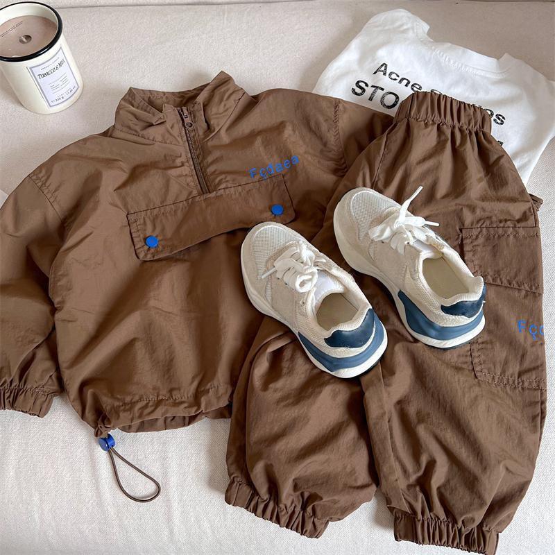 Autumn Children Casual Sportswear Set Boys Girls Interchange Jacket Pants Suit Kids Vintage Cargo Pants Outfits