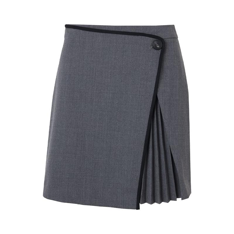 LANCY Women s Wool Blend High-Waist A-Line Mini Skirt L