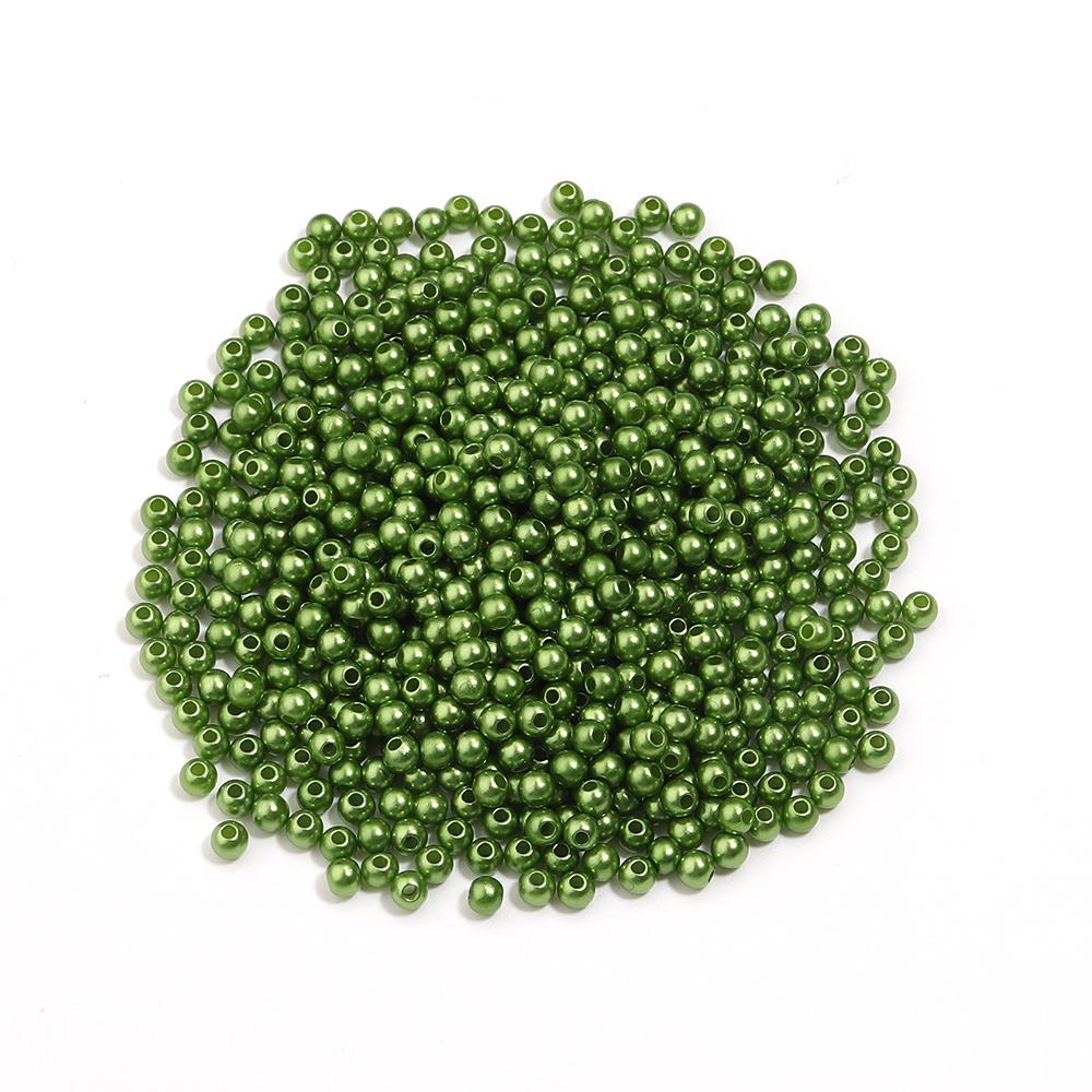 50-1000pcs Round ABS Imitation Pearl Beads Army Green Loose Spacer Beads With Hole For Jewelry Making DIY Bracelets Necklace