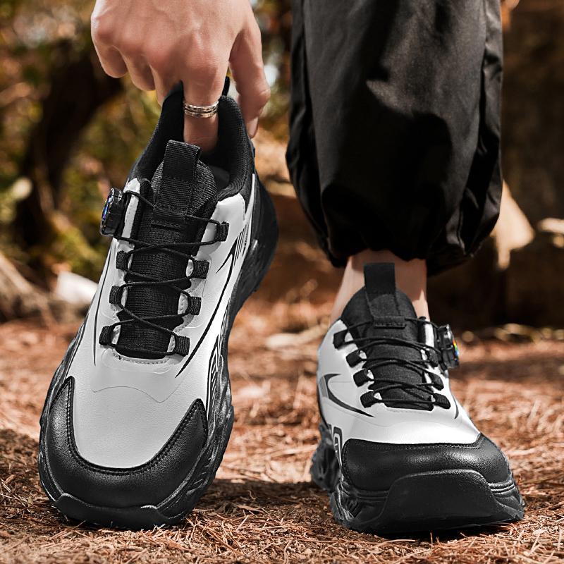 Men's Korean casual sports shoes four season soft sole rotating shoelaces running shoes breathable walking shoe student sneakers